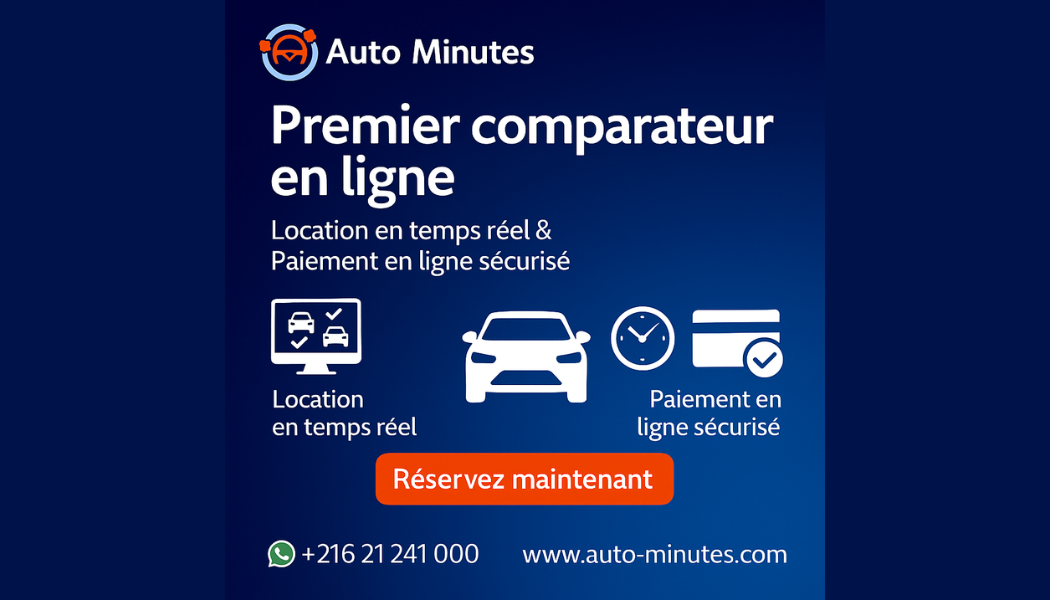 Auto Minutes – Le premier comparateur en ligne de location de voitures en Tunisie
